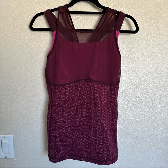 Lululemon Ready Set Sweat Mesh Strappy Cycling Lightweight maroon Tank Top - Picture 3 of 14